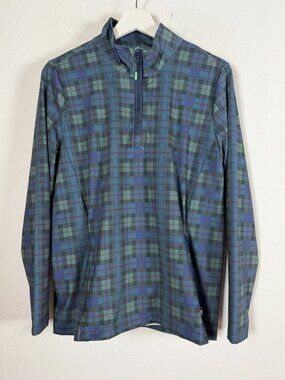 William Murray Golf Pullover Womens Large Tartan Plaid 1/4 Zip Chip Shot Jacket
